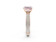 Asscher Cut Domed Pavé Engagement Ring Setting for a Fancy Pink Lab-Grown Diamond | Rose Gold