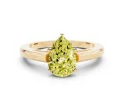 Pear-Shaped Solitaire Engagement Ring Setting for a Fancy Yellow Lab-Grown Diamond | Stepped Flat Band | Yellow Gold