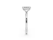 Emerald Cut Diamond Solitaire Ring Set in Platinum with Thin Band and Prong Setting