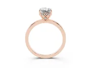 Radiant Cut Hidden Halo Solitaire Engagement Ring Setting | Thin Wire Band | Rose Gold