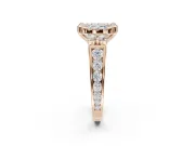 Cushion Cut Halo Engagement Ring Setting for a Fancy Blue Lab-Grown Diamond | Graduated Channel Band | Rose Gold