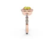 Round Vintage Milgrain Halo Engagement Ring Setting for a Fancy Yellow Lab-Grown Diamond | Pierced Gallery | Rose Gold