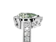 Pear-Shaped Milgrain Halo Engagement Ring Setting for a Fancy Green Lab-Grown Diamond | Wide Pavé Band | White Gold