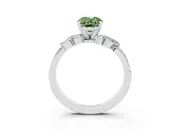 Oval Floral Side Stone Engagement Ring Setting for a Fancy Green Lab-Grown Diamond | Platinum