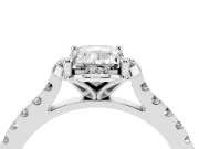 Emerald Cut Floral Petal Engagement Ring Setting | Petal Accents | Sterling Silver