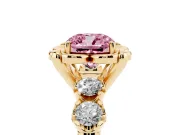 Cushion Cut Floral Engagement Ring Setting for a Fancy Pink Lab-Grown Diamond | Petal Frame | Yellow Gold