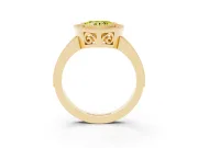 Fancy Yellow Heart Cut Diamond Round Halo Ring Set in Yellow gold with Pavé Band