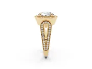 Oval Vintage Milgrain Halo Engagement Ring Setting | Open Loop Pave Shoulders | Yellow Gold