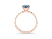 Oval Pave Solitaire Engagement Ring Setting for a Fancy Blue Lab-Grown Diamond | Pave Shoulders | Rose Gold