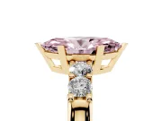 Fancy Pink Marquise Cut Diamond Five-Stone Prong Set Engagement Ring Set in Yellow gold with Channel Band