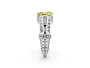 Fancy Yellow Pear Cut Diamond Vintage-Inspired Milgrain Ring Set in White gold with Accent Split Shank