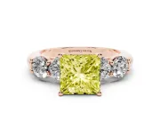Princess Cut Five Stone Engagement Ring Setting for a Fancy Yellow Lab-Grown Diamond | Prong Set Side Stones | Rose Gold