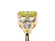 Emerald Cut Cluster Side Stone Engagement Ring Setting for a Fancy Yellow Lab-Grown Diamond | Plain Band | Yellow Gold