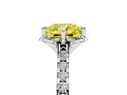 Cushion Cut Floral Petal Engagement Ring Setting for a Fancy Yellow Lab-Grown Diamond | Petal Accents | Sterling Silver