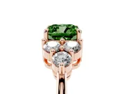Fancy Green Cushion Cut Diamond Solitaire Ring Set in Rose gold with Cluster Accents on Each Side
