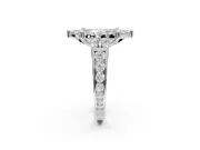 Marquise Halo Engagement Ring Setting for a Fancy Pink Lab-Grown Diamond | Side Clusters | Platinum