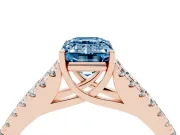 Emerald Cut Graduated Split Shank Engagement Ring Setting for a Fancy Blue Lab-Grown Diamond | Rose Gold