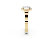 Radiant Cut Halo Engagement Ring Setting | Pavé Panel Shoulders | Yellow Gold