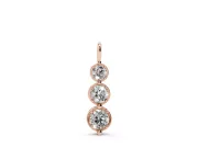 Round Lab-Grown Diamond Three-Stone Drop Pendant Necklace | Linked Cup Settings | Rose Gold