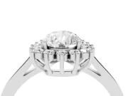 Pear Cut Diamond Halo Ring Set in Silver with Round Halo and Smooth Solitaire Band