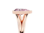 Fancy Pink Bezel Set Pear Cut Diamond Solitaire Ring Set in Rose gold with Tapered Band