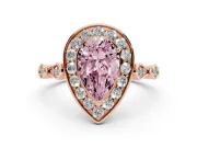 Pear-Shaped Halo Engagement Ring Setting for a Fancy Pink Lab-Grown Diamond | Bezel Station Shoulders | Rose Gold
