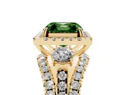 Asscher Cut Halo Engagement Ring Setting for a Fancy Green Lab-Grown Diamond | Yellow Gold - Design NV-24766