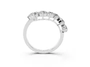 Round Lab-Grown Diamond Prong Set Curved Wedding Band | Wave Stone Line | Sterling Silver