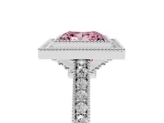 Princess Cut Vintage Milgrain Halo Engagement Ring Setting for a Fancy Pink Lab-Grown Diamond | Bezel Head | Platinum