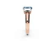 Emerald Cut Three Stone Engagement Ring Setting for a Fancy Blue Lab-Grown Diamond | Basket Prong Heads | Rose Gold