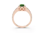 Radiant Cut Pave Halo Engagement Ring Setting for a Fancy Green Lab-Grown Diamond | Rose Gold