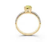 Pear-Shaped Three Row Pave Engagement Ring Setting for a Fancy Yellow Lab-Grown Diamond | Double Claws | Yellow Gold