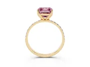 Asscher Cut Pave Solitaire Engagement Ring Setting for a Fancy Pink Lab-Grown Diamond | Slim Band | Yellow Gold