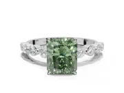 Radiant Cut Graduated Side Stone Engagement Ring Setting for a Fancy Green Lab-Grown Diamond | Platinum