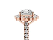 Cushion Cut Scalloped Halo Engagement Ring Setting | Single Row Pave | Rose Gold