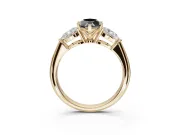 Marquise Three-Stone Engagement Ring Setting for a Black Center | Pear Side Stones | Yellow Gold