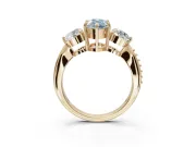 Pear-Shaped Three Stone Engagement Ring Setting for a Fancy Blue Lab-Grown Diamond | Tapered Pave Band | Yellow Gold