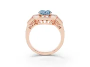 Oval Milgrain Sectioned Halo Engagement Ring Setting for a Fancy Blue Lab-Grown Diamond | Rose Gold