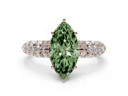 Marquise Multi Row Pave Engagement Ring Setting for a Fancy Green Lab-Grown Diamond | Rose Gold