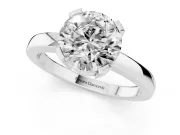 Round Cut Diamond Solitaire Ring Set in White gold with Prong Head and Smooth Polished Band