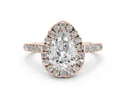 Pear-Shaped Halo Engagement Ring Setting | Pave Shoulders | Rose Gold