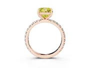 Princess Cut Pavé Solitaire Engagement Ring Setting for a Fancy Yellow Lab-Grown Diamond | Shared Prong Band | Rose Gold