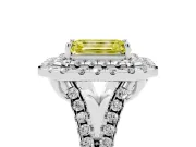 Emerald Cut Halo Engagement Ring Setting for a Fancy Yellow Lab-Grown Diamond | Sterling Silver - Design NV-24796