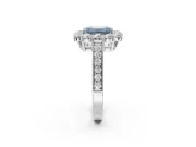 Emerald Cut Vintage Halo Engagement Ring Setting for a Fancy Blue Lab-Grown Diamond | White Gold