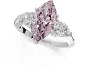 Marquise Three-Stone Ring Setting for a Fancy Pink Lab-Grown Diamond | Pear Side Stones | Platinum