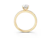 Oval Cut Diamond Pavé Band Ring Set in Yellow gold with Prong-Set Center Stone