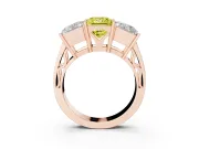 Princess Cut Three Stone Engagement Ring Setting for a Fancy Yellow Lab-Grown Diamond | Beaded Shoulders | Rose Gold
