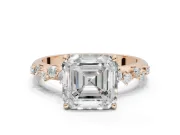 Asscher Cut Solitaire Engagement Ring Setting | Graduated Scattered Accents | Rose Gold