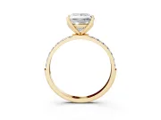 Princess Cut Pave Solitaire Engagement Ring Setting | Fine Line Pave Band | Yellow Gold