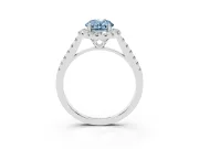 Oval Raised Halo Engagement Ring Setting for a Fancy Blue Lab-Grown Diamond | Sterling Silver